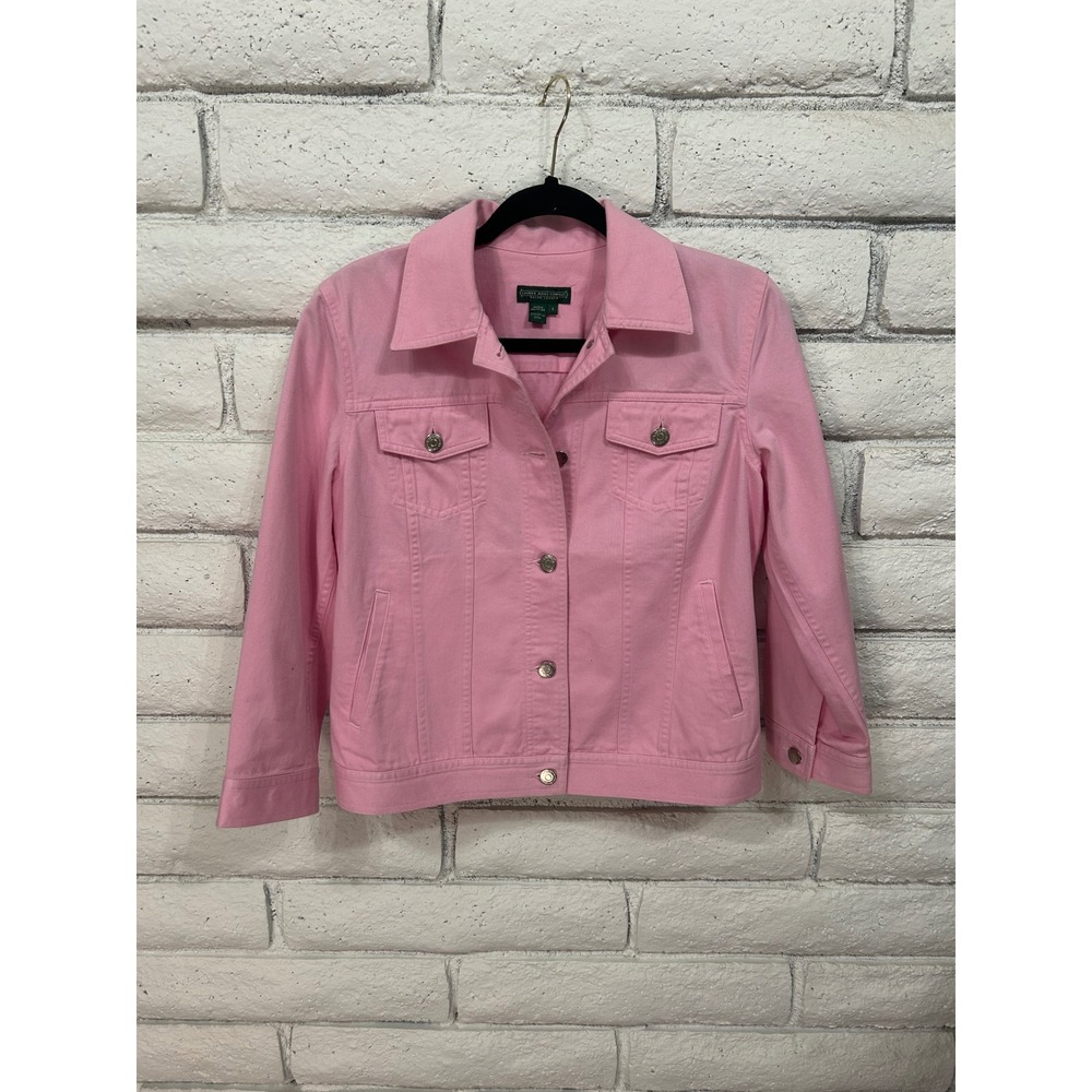 Lauren Ralph Lauren Pink Denim Trucker Jacket Womens Small Cotton Button Up